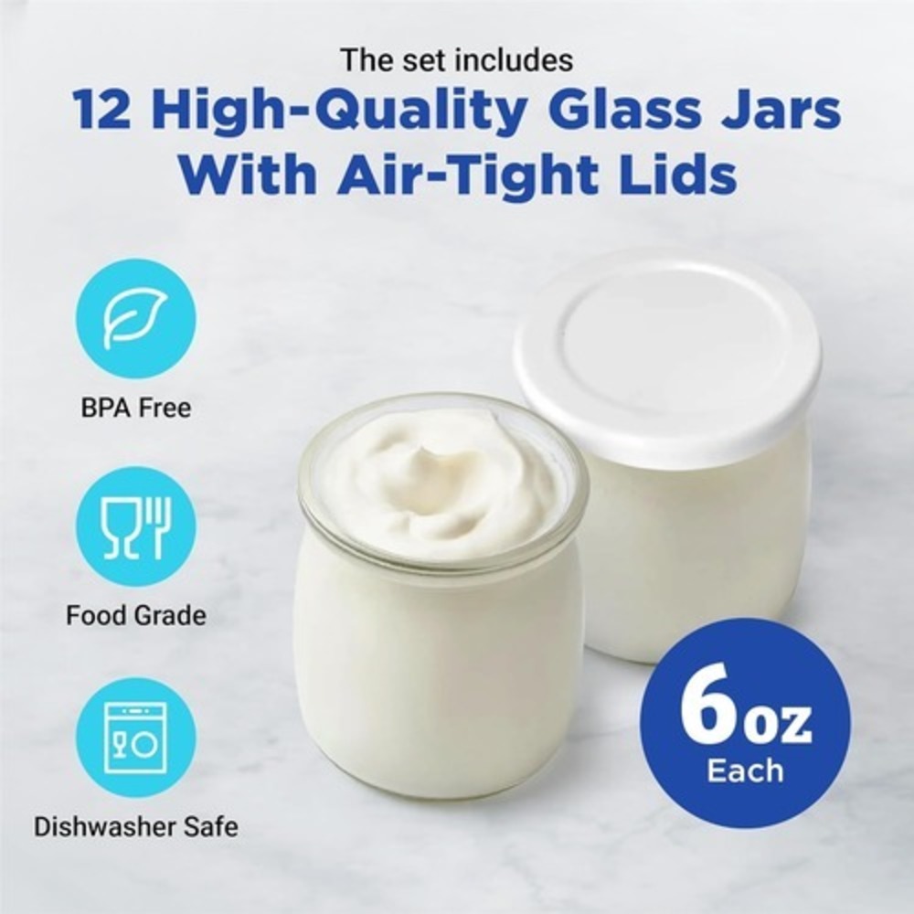 Ultimate Probiotic Yogurt Maker XL Adjustable Temperature & Time 12 Glass Jars - Picture 6 of 6